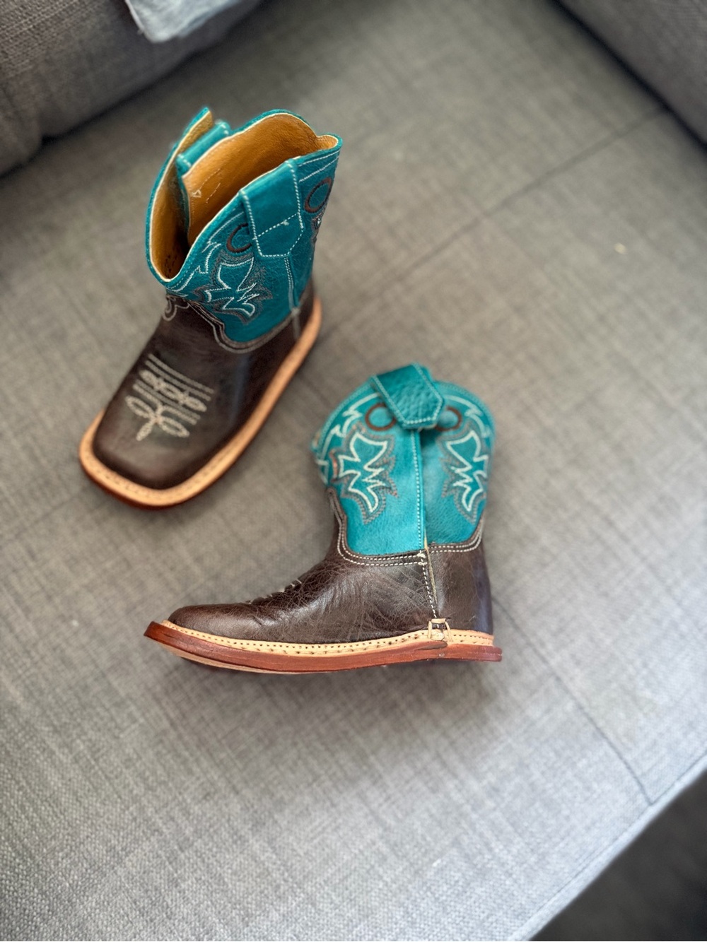 Roper Brown and Teal Kids Cowboy Boots